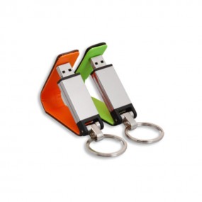 USB Stick aus Leder und Metall mit Logodruck als Werbea...