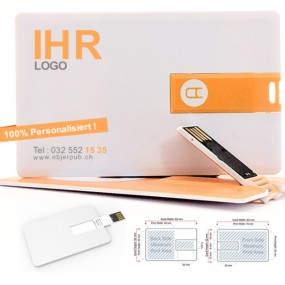 USB Karte aus Kunststoff mit Logodruck als Werbeartikel...